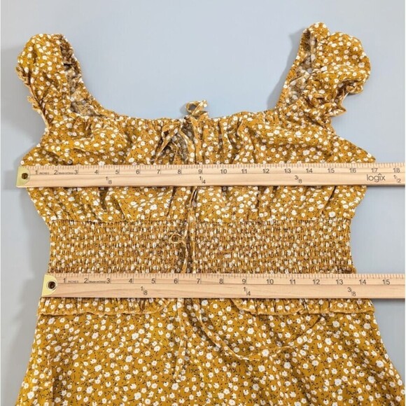 2 Boho Dress Women Medium Multicolor Ditsy Floral Print Smocked Ruffled Coquette - Picture 12 of 15